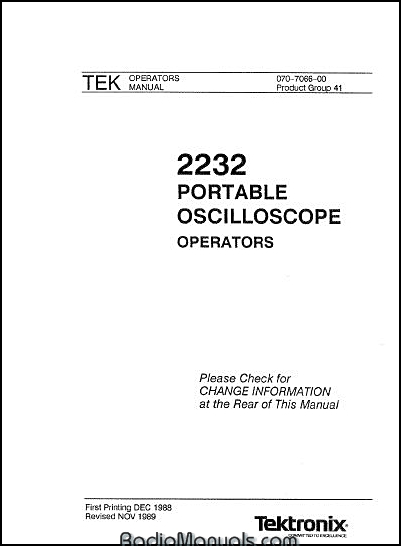 Tektronix 2232 Operators Manual